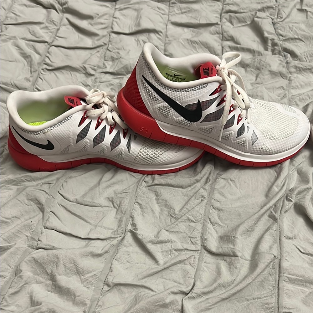 Nike White and Red Running Shoes